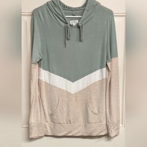 Market & Spruce Green and Beige Cowl Neck Sweater
